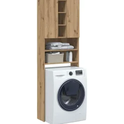 vidaXL Wasmachinekast 64x25,5x190 cm artisanaal eikenkleur