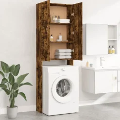 vidaXL Wasmachinekast 64x25,5x190 cm gerookt eikenkleurig