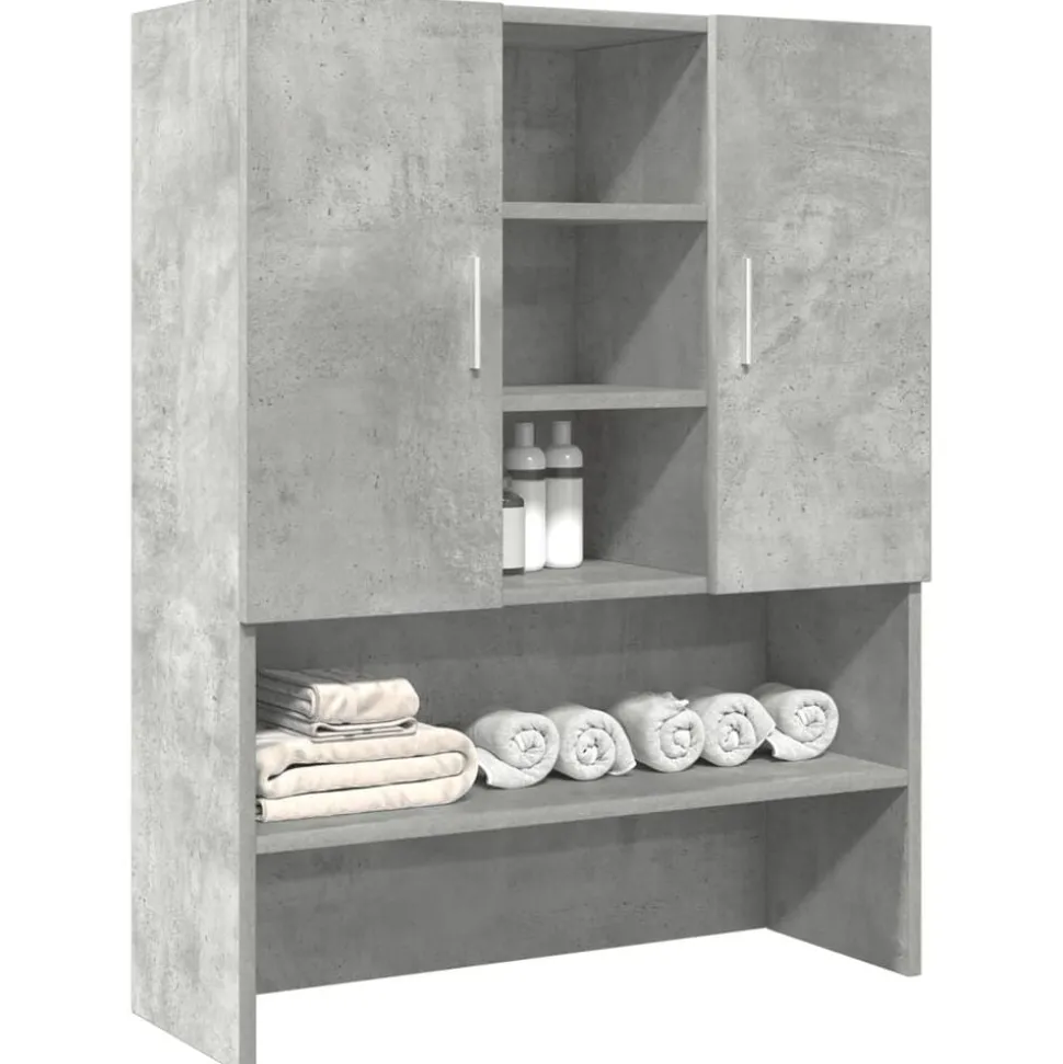 vidaXL Wasmachinekast 70,5x25,5x90 cm betongrijs