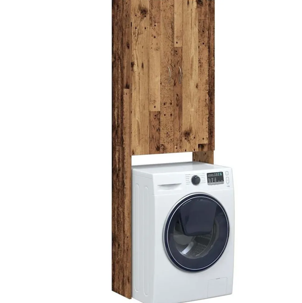 vidaXL Wasmachinekast 64x25,5x190 cm oud houtkleurig