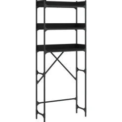 vidaXL Wasmachinekast 67x25x163 cm bewerkt hout zwart