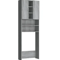 vidaXL Wasmachinekast 64x25,5x190 cm grijs sonoma eikenkleurig