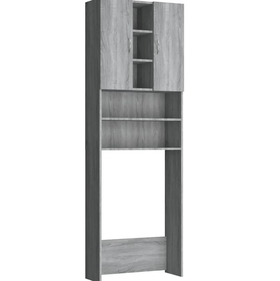 vidaXL Wasmachinekast 64x25,5x190 cm grijs sonoma eikenkleurig