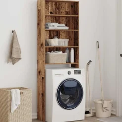 vidaXL Wasmachinekast 64x24x190 cm oud houtkleurig