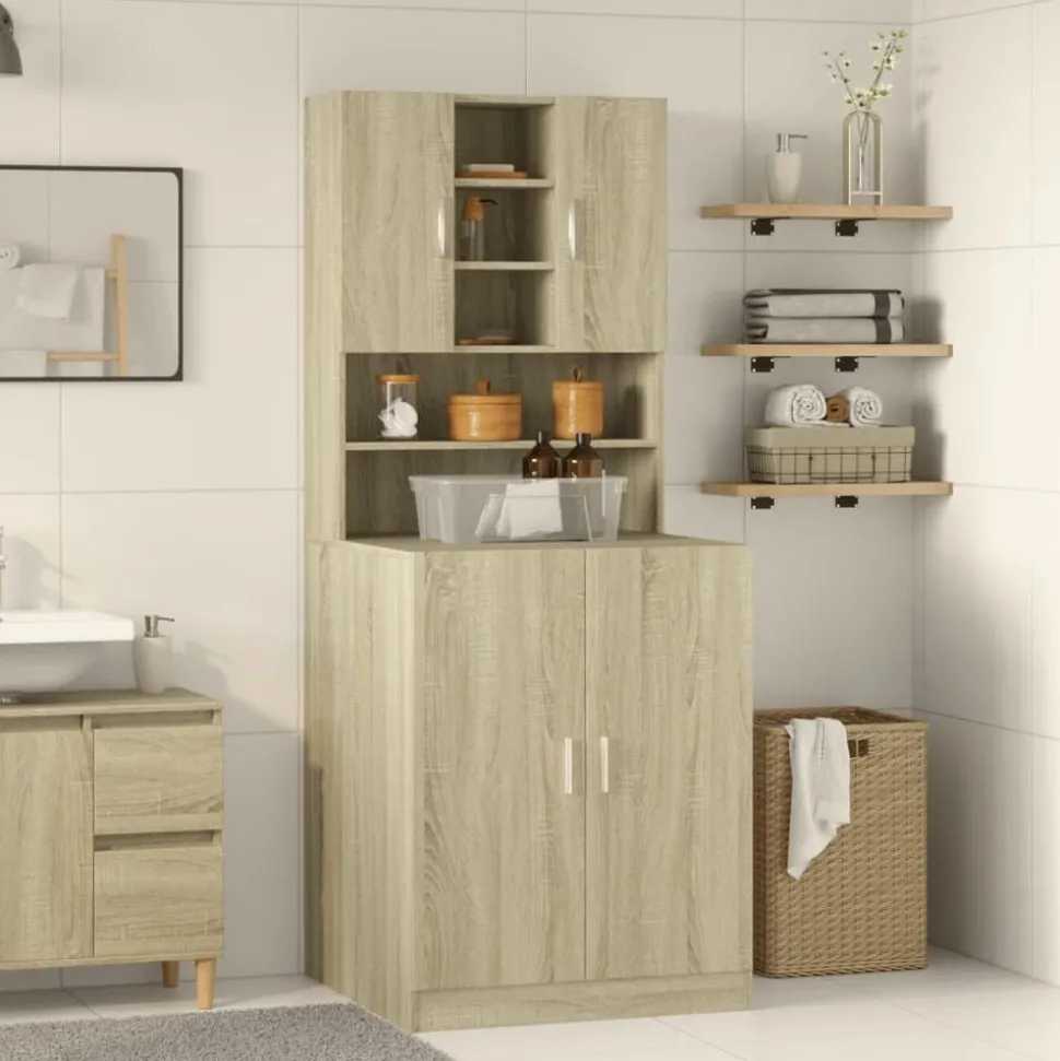 vidaXL Wasmachinekast 70,5x24x90 cm sonoma eikenkleurig
