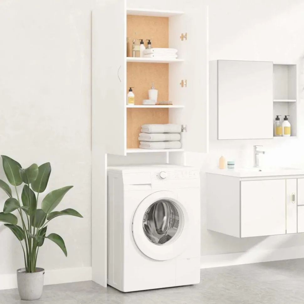 vidaXL Wasmachinekast 64x25,5x190 cm wit