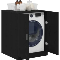 vidaXL Wasmachinekast Zwart Eiken 70,5 x 71,5 x 91,5 cm Bewerkt hout