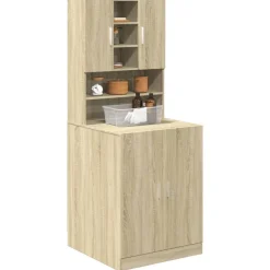 vidaXL Wasmachinekasten 2 st bewerkt hout sonoma eikenkleurig