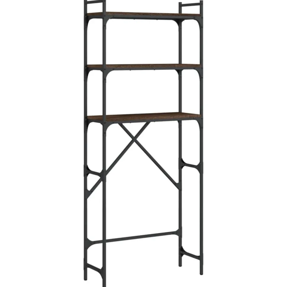 vidaXL Wasmachinerek 67x25x163 cm bewerkt hout bruin eikenkleur