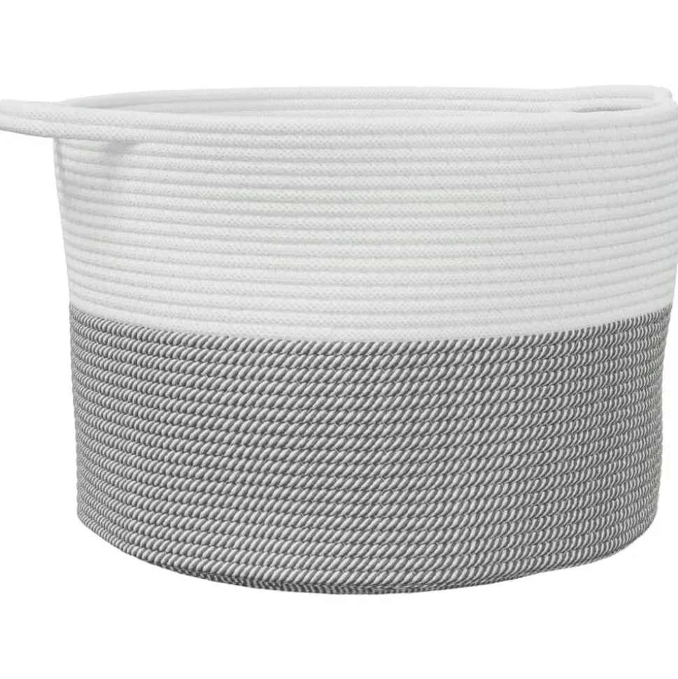 vidaXL Wasmand Ø 55x36 cm katoen grijs en wit