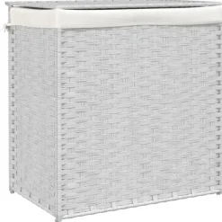 vidaXL Wasmand met 2 vakken 53x35x57 cm poly rattan wit