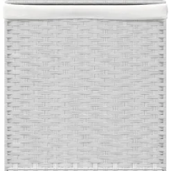 vidaXL Wasmand met 2 vakken 53x35x57 cm poly rattan wit