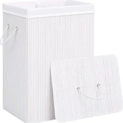 vidaXL Wasmand met 2 vakken 72 L bamboe wit