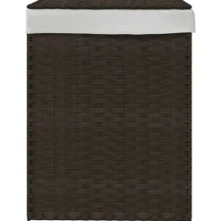 vidaXL Wasmand met deksel 46x33x60 cm poly rattan donkerbruin