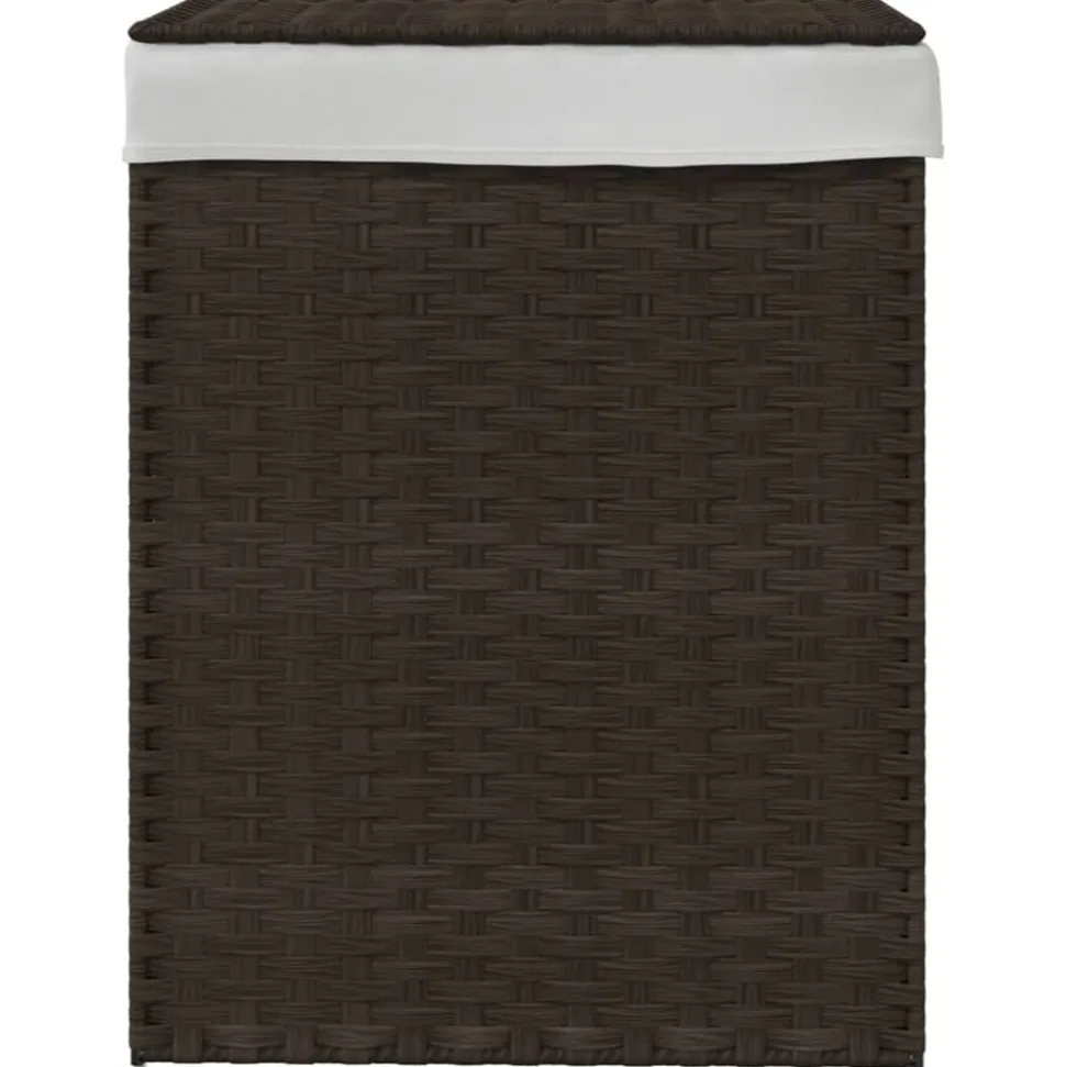 vidaXL Wasmand met deksel 46x33x60 cm poly rattan donkerbruin