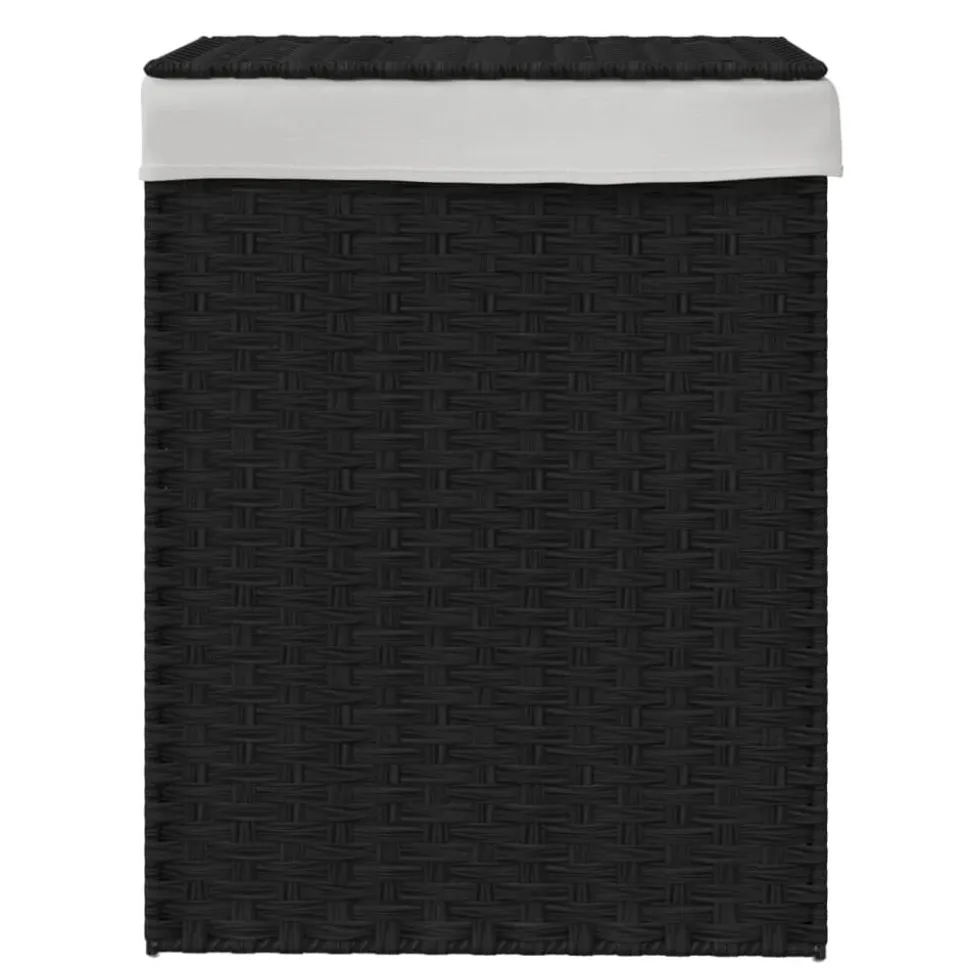 vidaXL Wasmand met deksel 46x33x60 cm poly rattan zwart