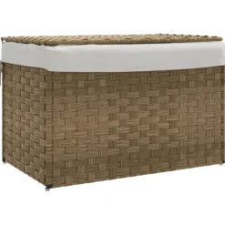 vidaXL Wasmand met deksel 55,5x35x34 cm poly rattan