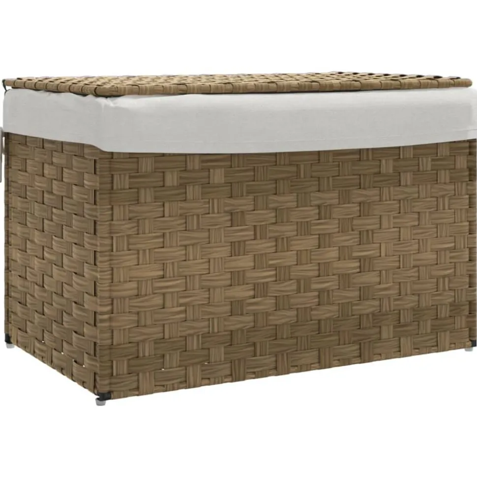 vidaXL Wasmand met deksel 55,5x35x34 cm poly rattan