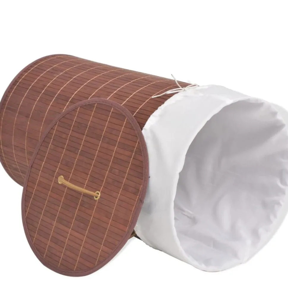 vidaXL Wasmand rond bamboe bruin