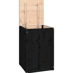 vidaXL Wasmand 44x44x66 cm massief grenenhout zwart