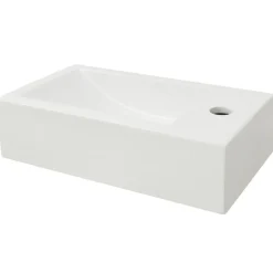 vidaXL Wastafel met kraangat rechthoekig wit 46x25,5x12 cm keramiek
