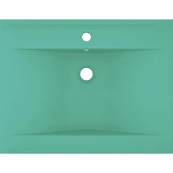 vidaXL Wastafel met kraangat 60x46 cm keramiek mat lichtgroen