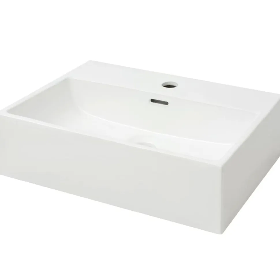 vidaXL Wastafel met kraangat wit 51,5x38,5x15 cm keramiek