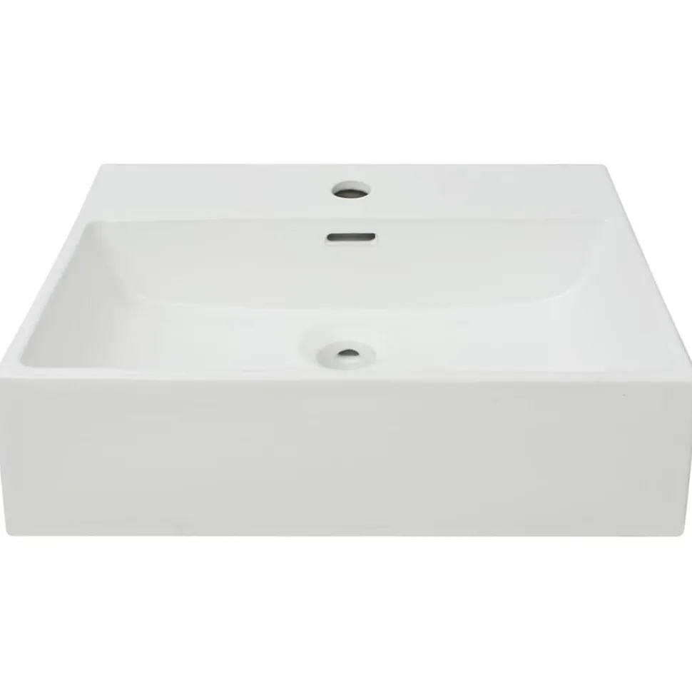 vidaXL Wastafel met kraangat wit 51,5x38,5x15 cm keramiek