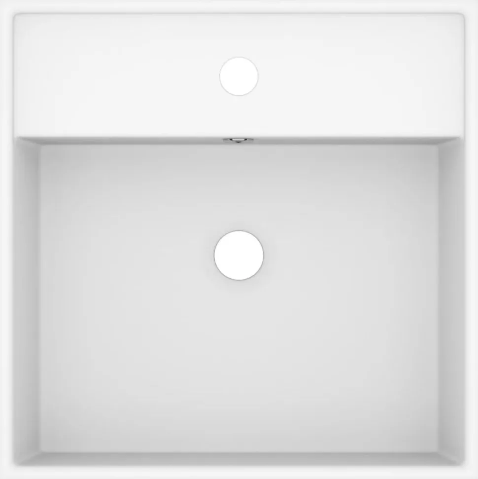 vidaXL Wastafel met overloop vierkant 41x41 cm keramiek matwit