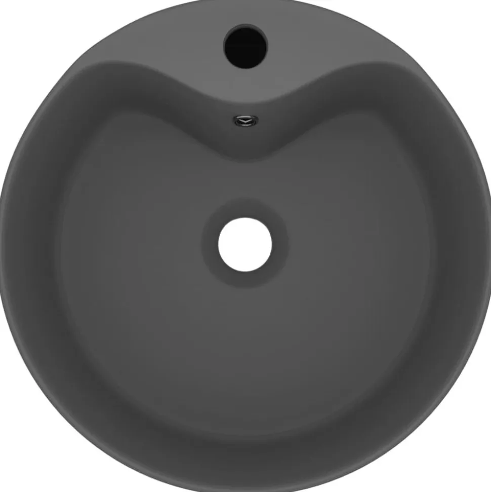 vidaXL Wastafel met overloop 36x13 cm keramiek mat donkergrijs