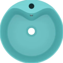vidaXL Wastafel met overloop 36x13 cm keramiek mat lichtgroen