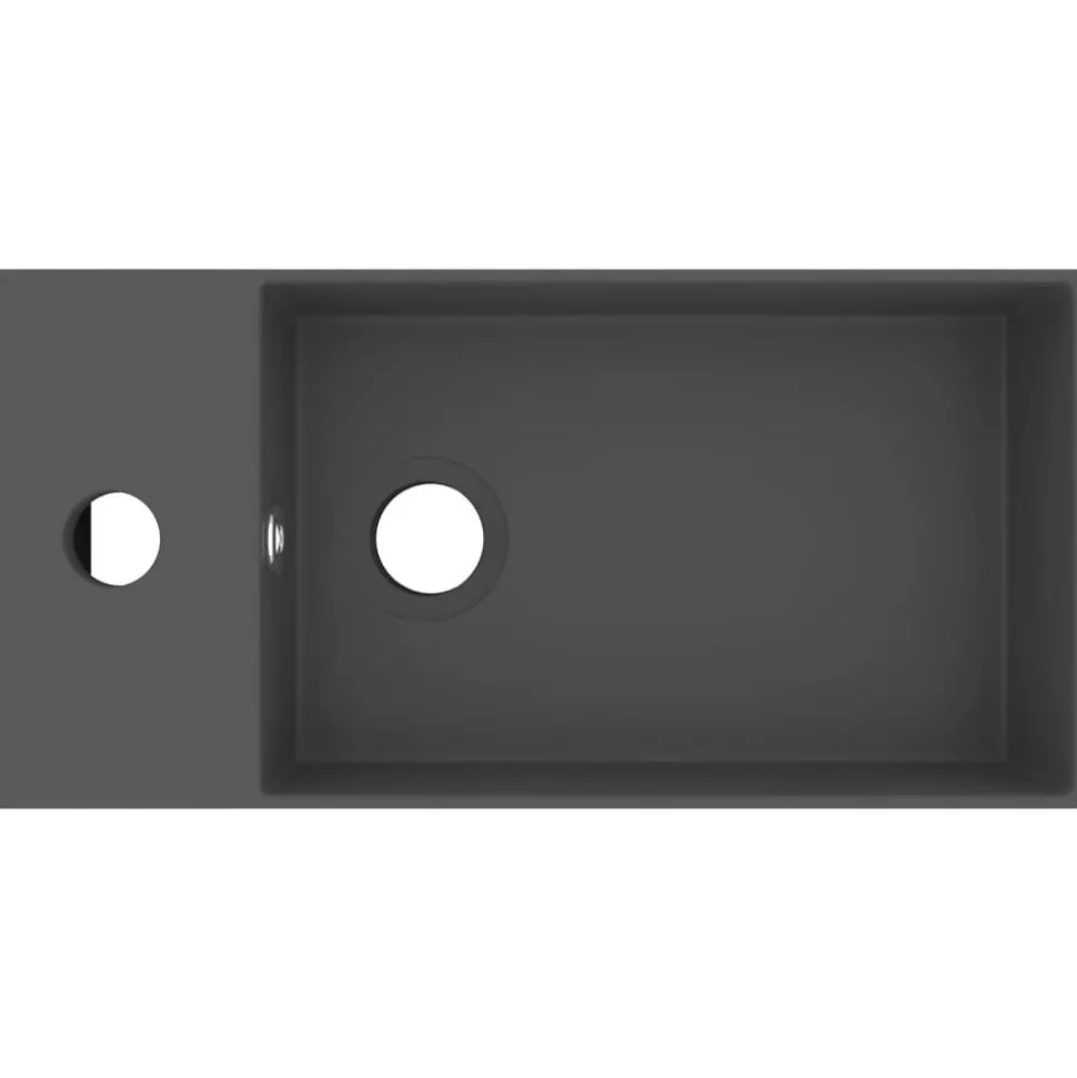 vidaXL Wastafel met overloop keramiek donkergrijs