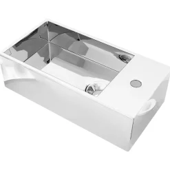 vidaXL Wastafel met overloop 49x25x15 cm keramiek zilverkleurig