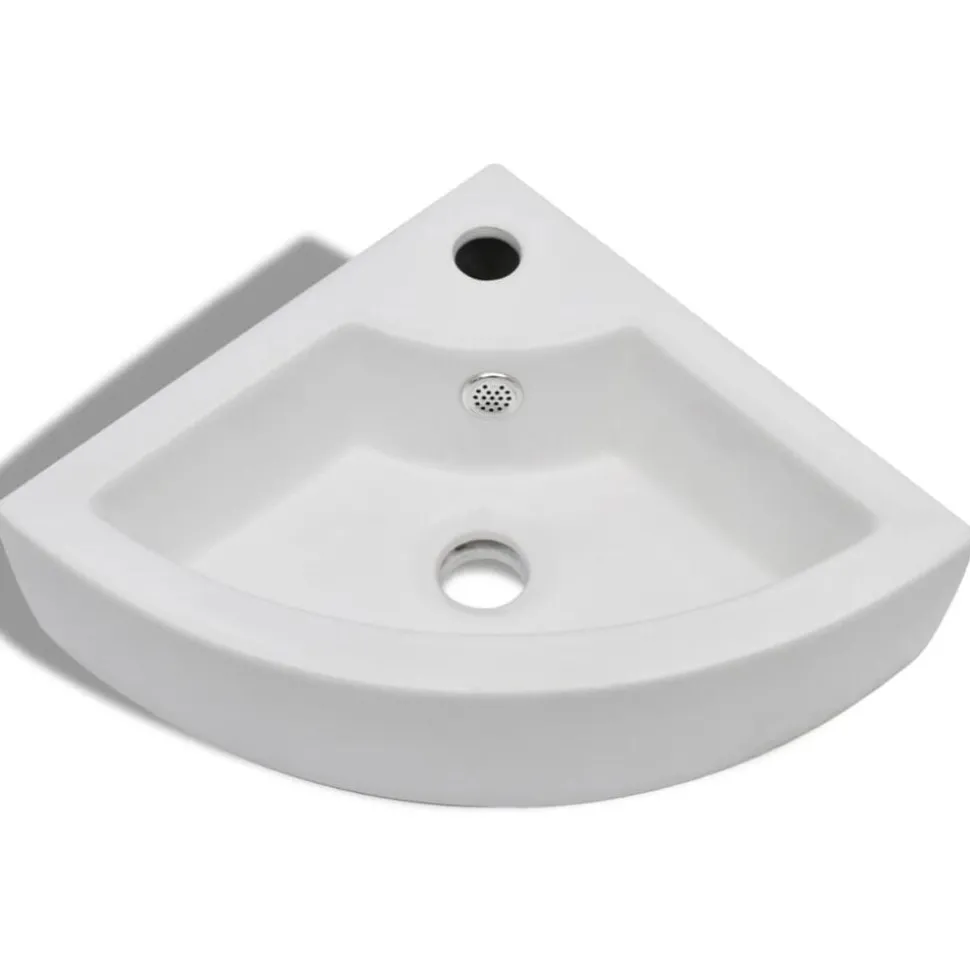 vidaXL Wastafel met overloop 45x32x12,5 cm wit