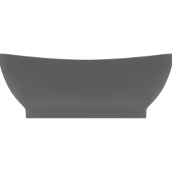 vidaXL Wastafel met overloop ovaal 58,5x39 cm keramiek mat donkergrijs