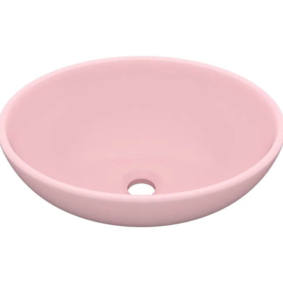 vidaXL Wastafel ovaal 40x33 cm keramiek matroze
