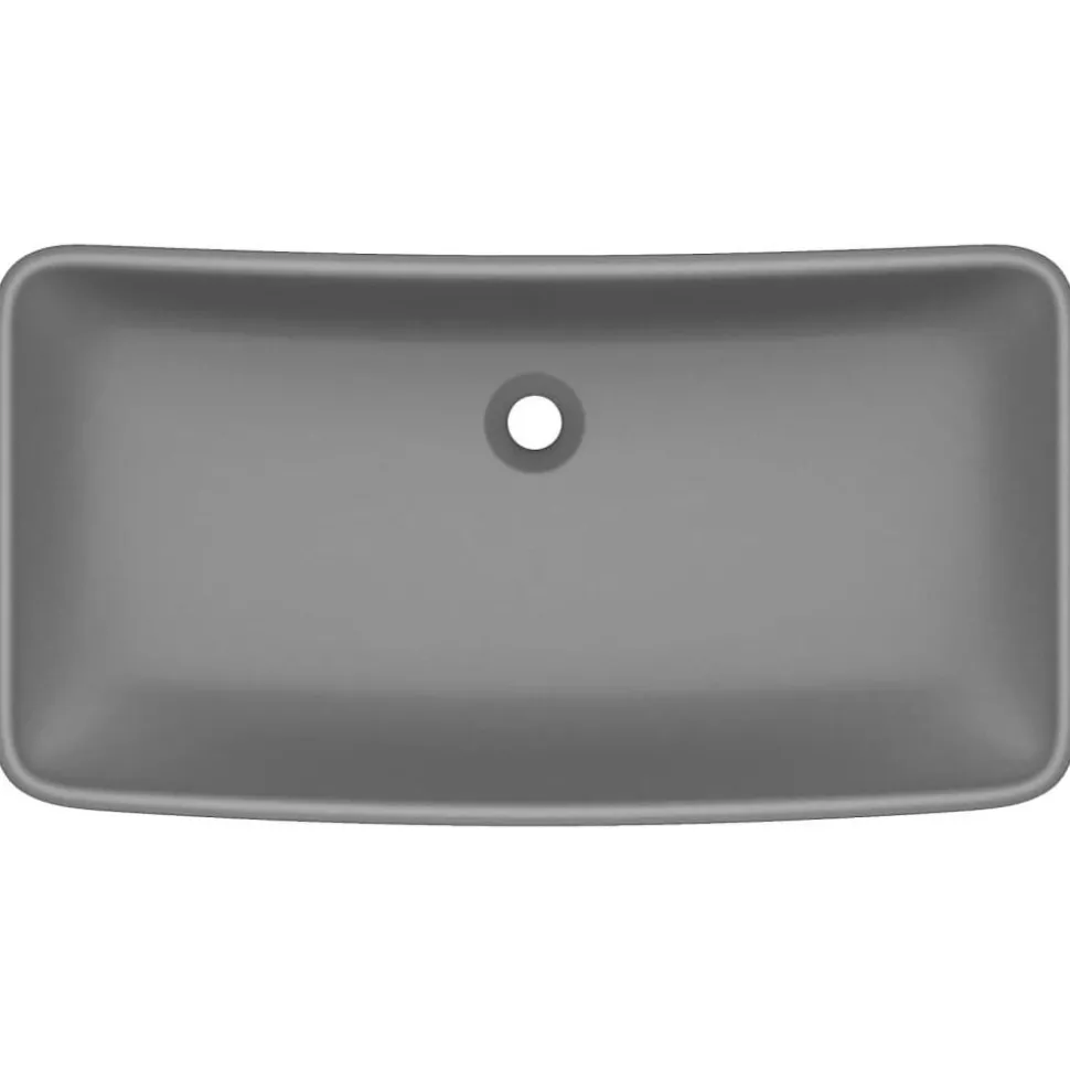 vidaXL Wastafel rechthoekig 71x38 cm keramiek mat donkergrijs