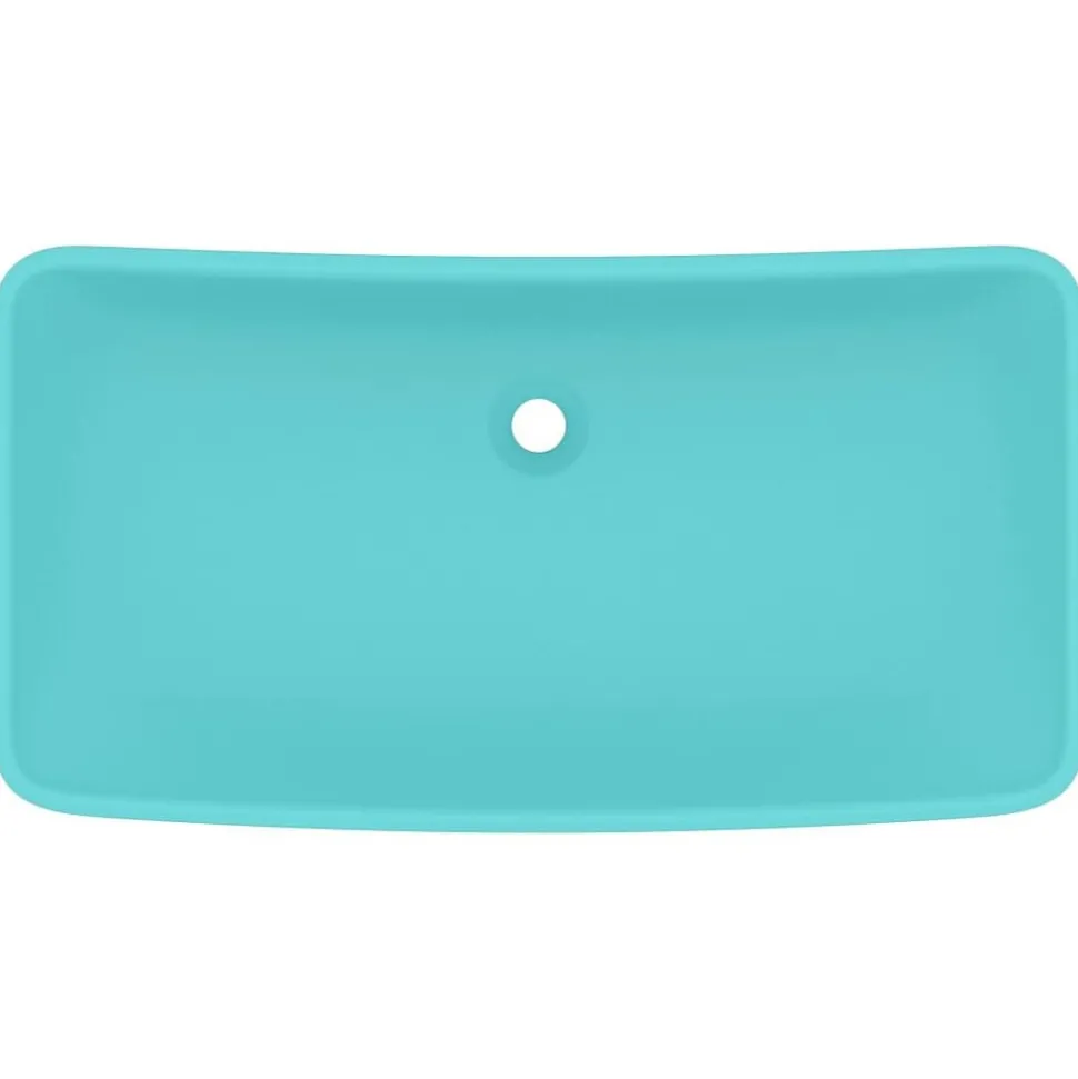 vidaXL Wastafel rechthoekig 71x38 cm keramiek mat lichtgroen