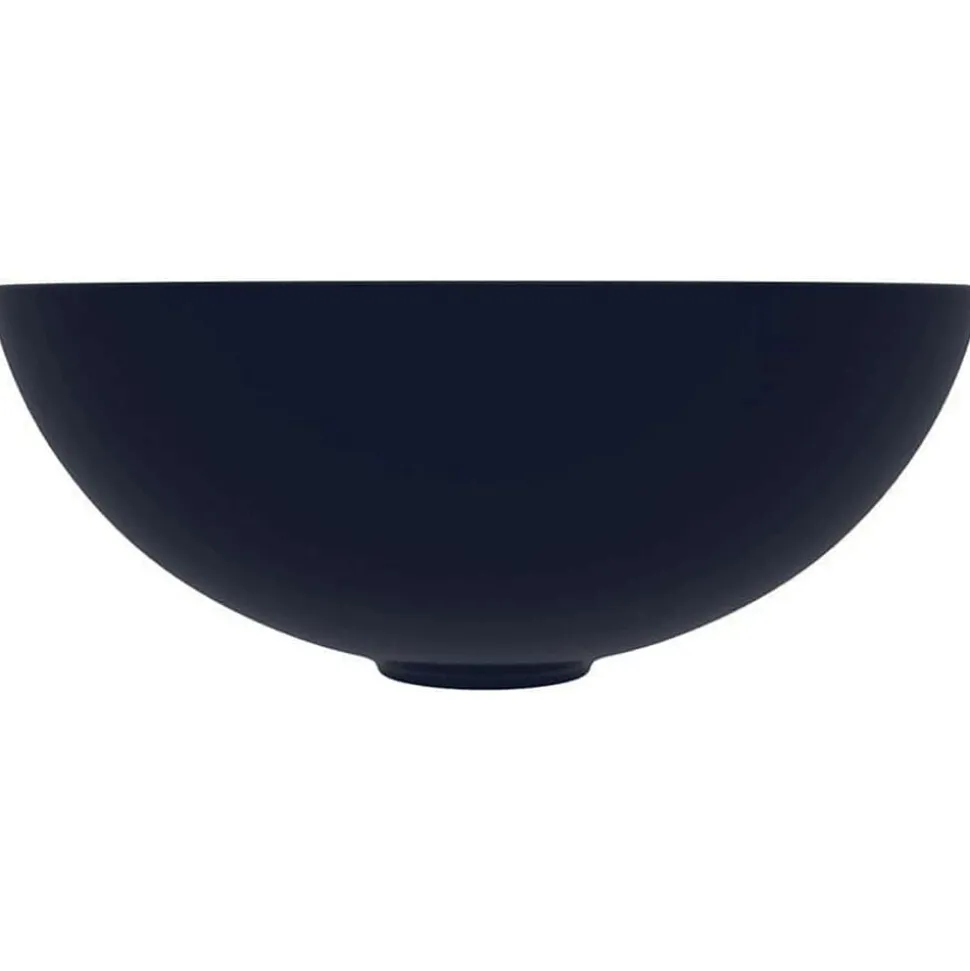 vidaXL Wastafel rond keramiek donkerblauw