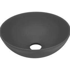 vidaXL Wastafel rond keramiek donkergrijs