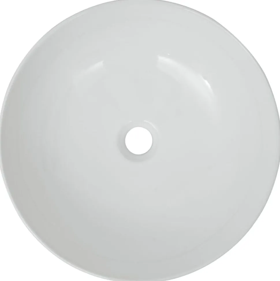 vidaXL Wastafel rond wit 41,5x13,5 cm keramiek
