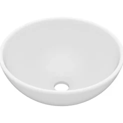 vidaXL Wastafel rond 32,5x14 cm keramiek matwit