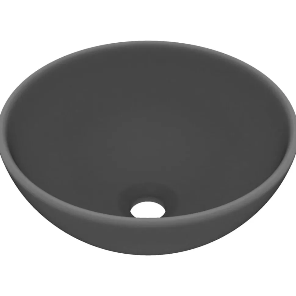 vidaXL Wastafel rond 32,5x14 cm keramiek mat donkergrijs