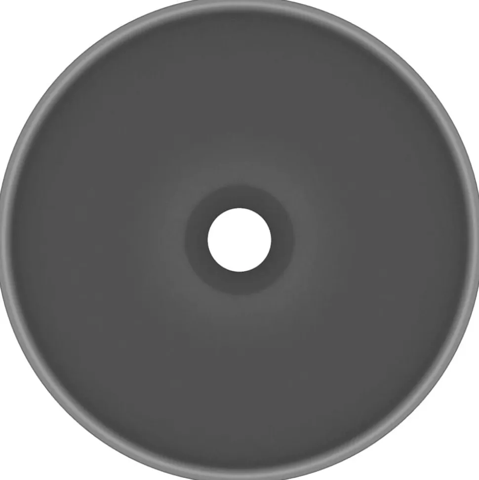 vidaXL Wastafel rond 32,5x14 cm keramiek mat donkergrijs