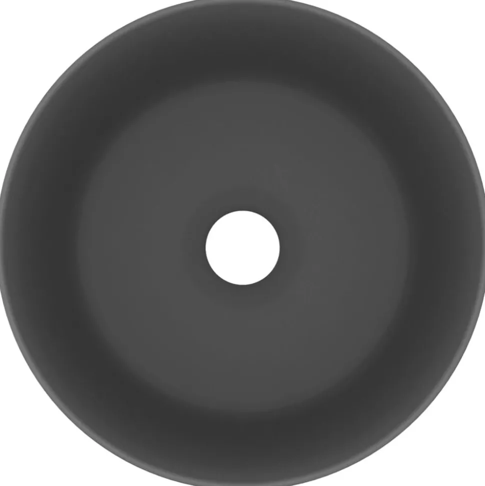 vidaXL Wastafel rond 40x15 cm keramiek mat donkergrijs