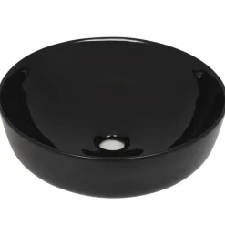 vidaXL Wastafel rond 41,5x13,5 cm keramiek zwart