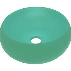 vidaXL Wastafel rond 40x15 cm keramiek mat lichtgroen