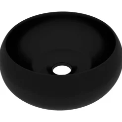vidaXL Wastafel rond 40x15 cm keramiek matzwart