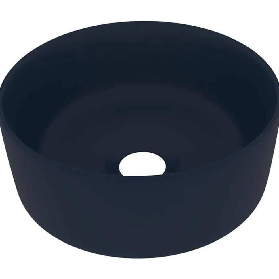 vidaXL Wastafel rond 40x15 cm keramiek mat donkerblauw
