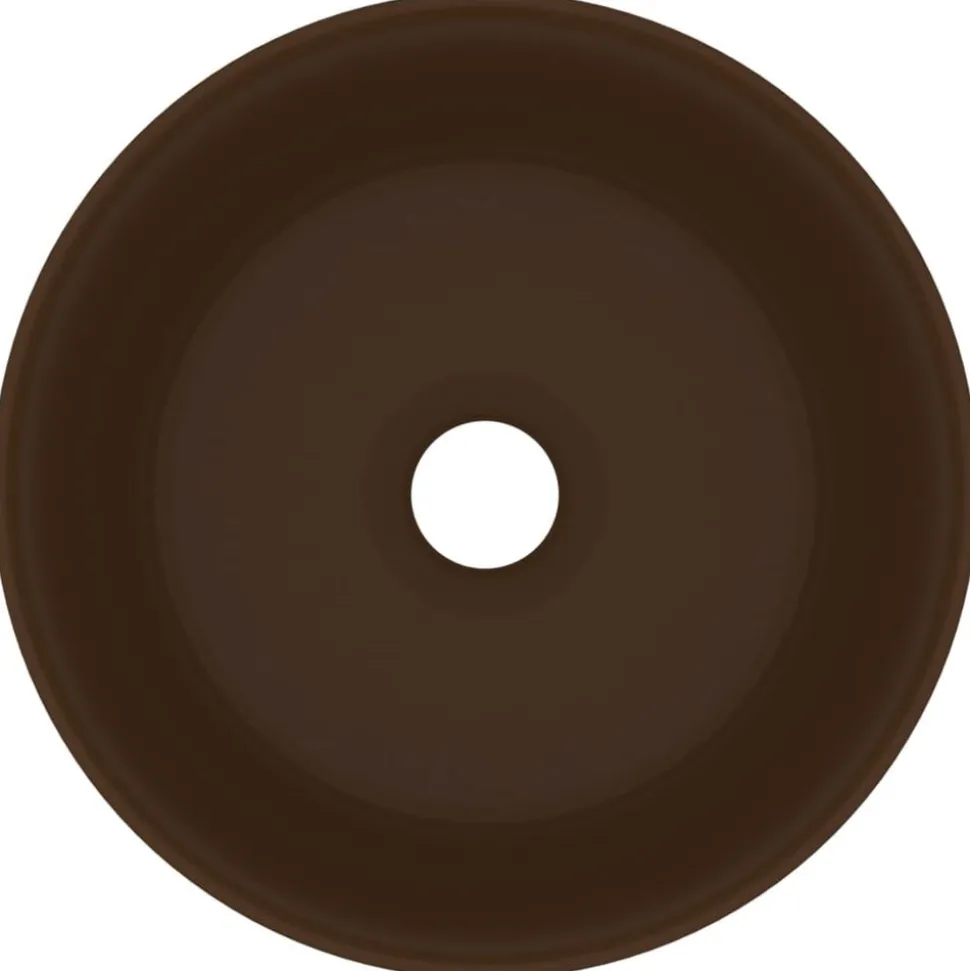vidaXL Wastafel rond 40x15 cm keramiek mat donkerbruin
